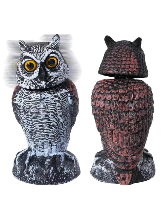 Fake Owl Sculpture Latest Revolving Head Plastic Owl Fake Owl Decoy Bird Scarecrow Sculpture Garden Protectors to Scare Birds Away for Outdoor Garden Yard 1 Pcs