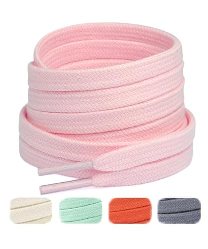 Handshop Wide Flat Athletic Shoelaces 5162 Pair Shoe Laces for Sneakers and Casual Shoes Replacements Light Pink 47 inch 120cm