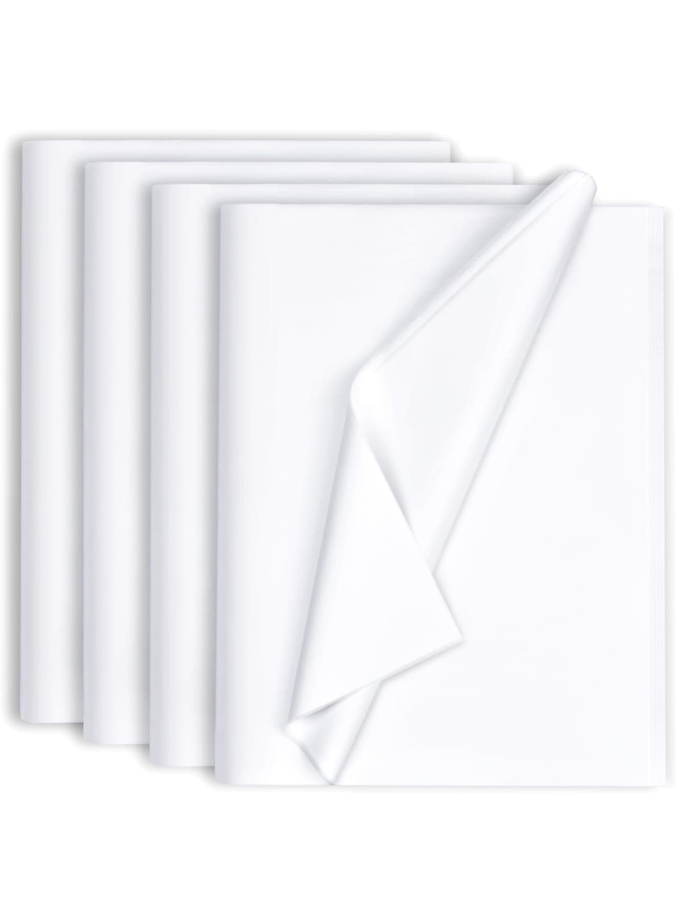 Tissue Paper for Gift Bags, Bulk White Wrapping Paper for Crafts and Decorations, 100 Sheets 20x14 Inch Gift Tissue for Packaging, DIY Projects, Birthdays, Parties, and Holiday Gifts, White