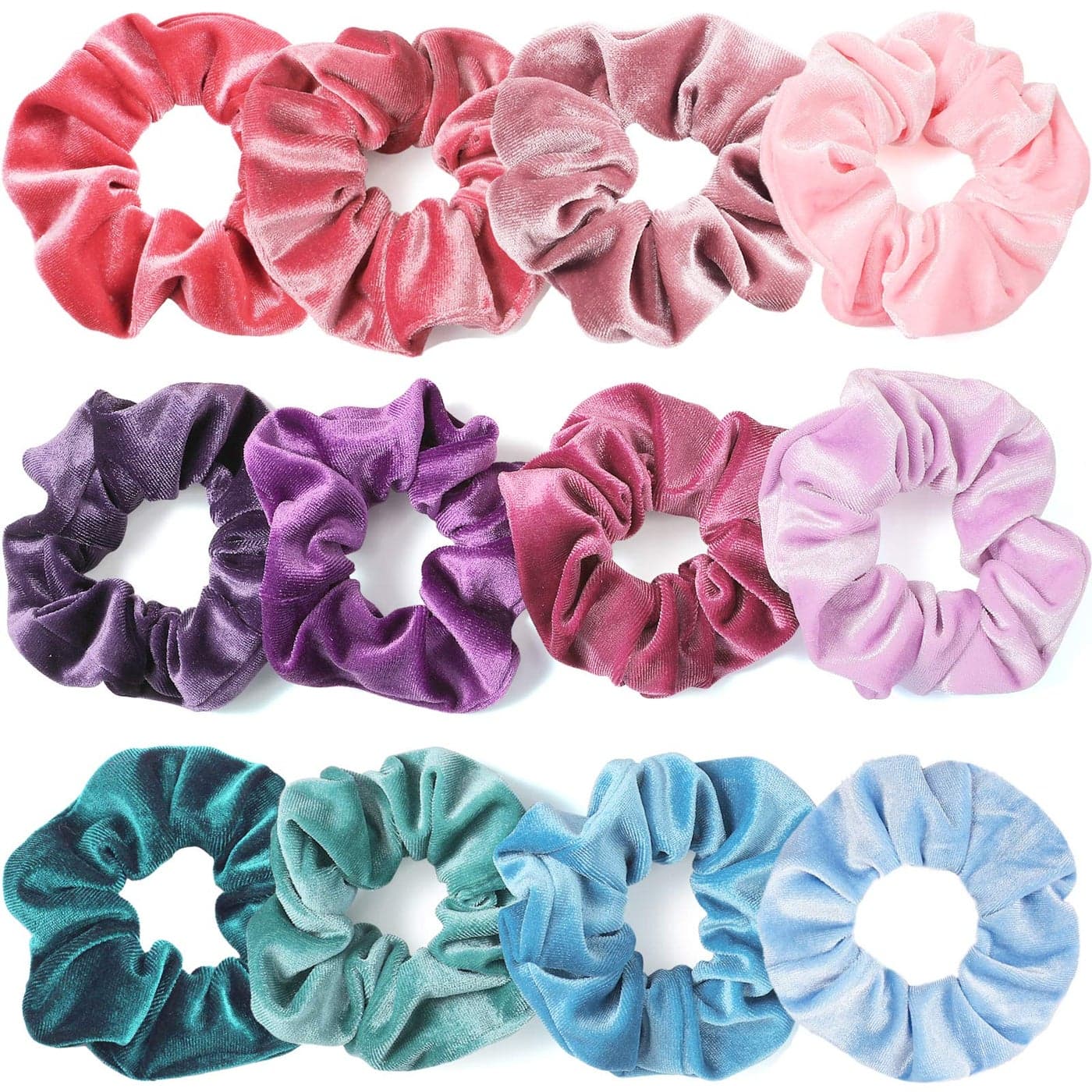 IVARYSS Scrunchies for Girls 12 Pcs Velvet Scrunchies for Hair Soft Ponytail Holder Cute Colors Elastic Hair Bands for Teens and Women