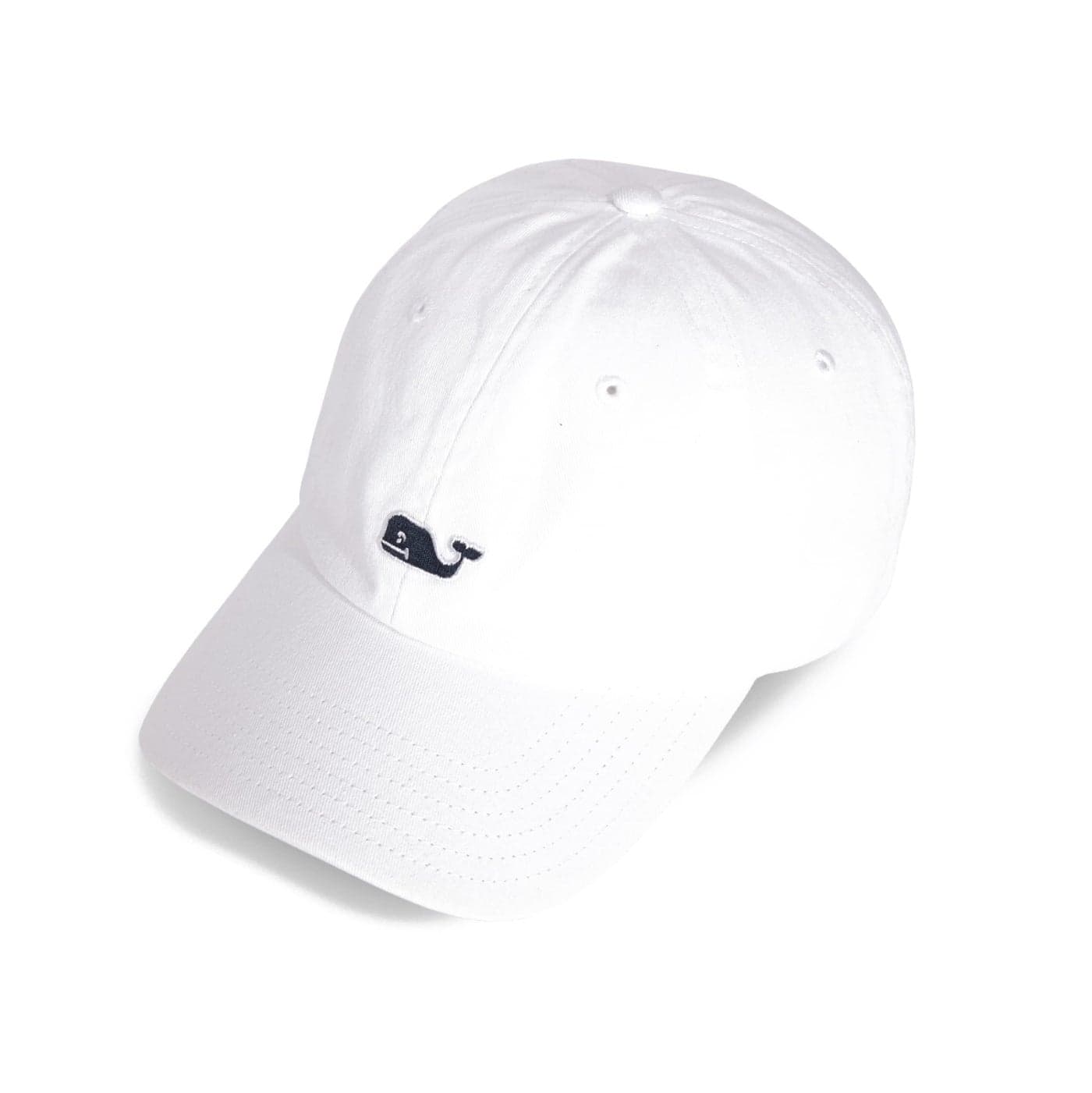 vineyard vines Men's Whale Logo Baseball Hat, White Cap, One Size