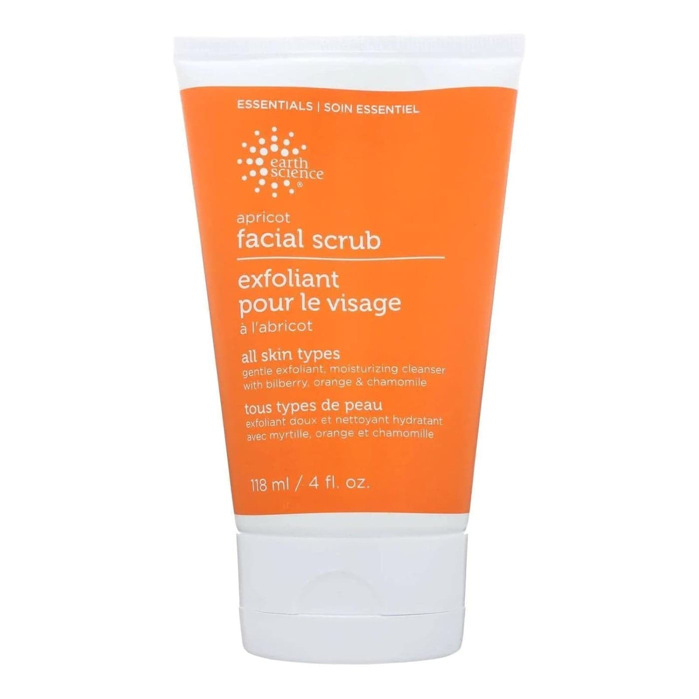 EARTH SCIENCE Apricot Gentle Exfoliating Facial Scrub for All Skin Types 4 oz