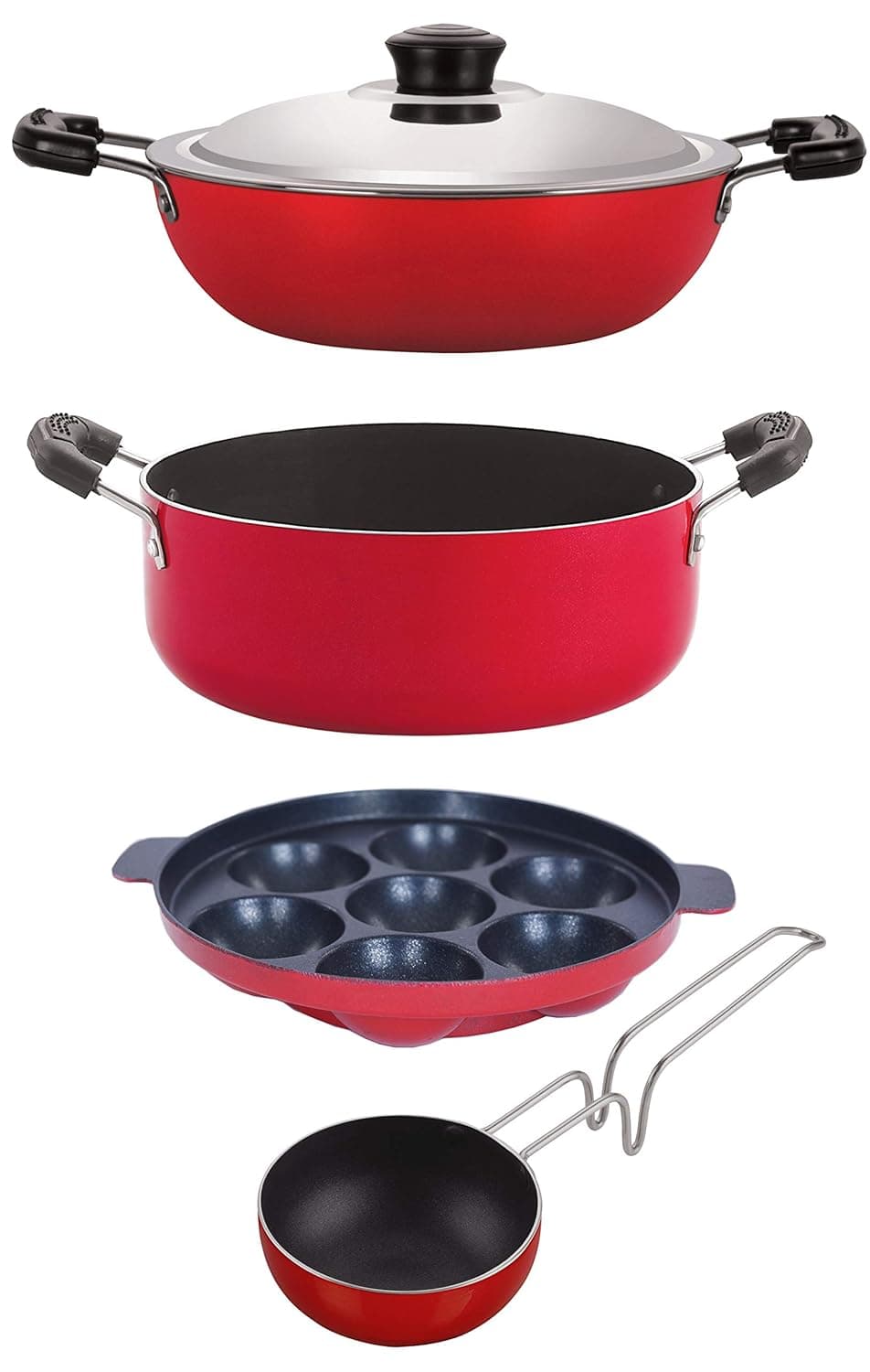 NIRLON Kitchenware Non Stick Aluminium Cookware Gift Set of 4-Pices (DKD(B)_VG_AP7_CS24)