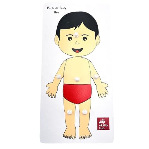 Skillofun SF-9AK Wooden Parts of Body Tray, Made with Non-Toxic Inks and Materials - Safe and Fun Learning for Toddlers with liftable Parts, Encourages Memory Skills, Creative Thinking |