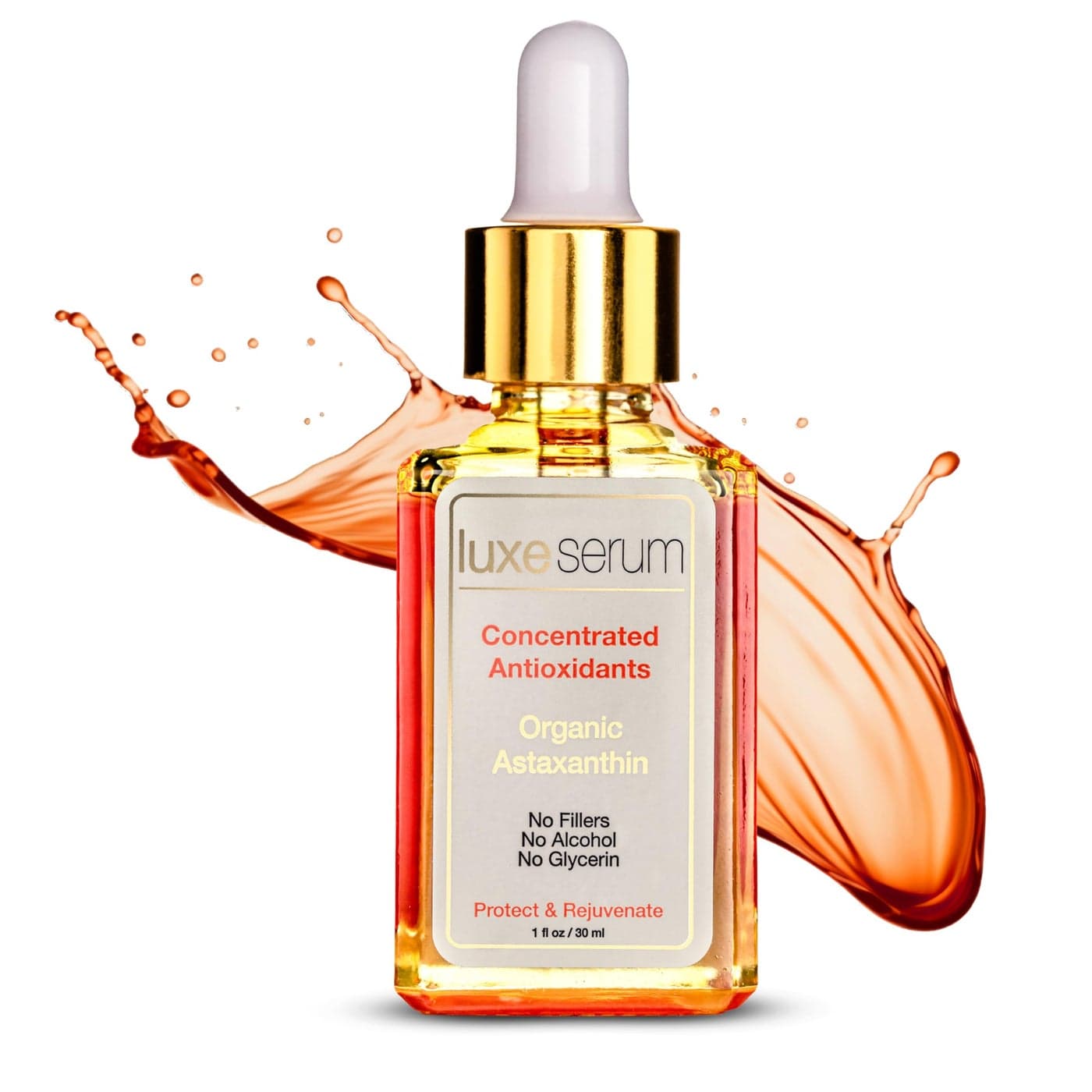 Luxe Beauty Organic Astaxanthin Serum Concentrated Antioxidant Serum Also with Organic Rosehip Oil Clove Oil Raspberry Seed Oil and More Face Serum to Help Prevent Premature Skin Aging