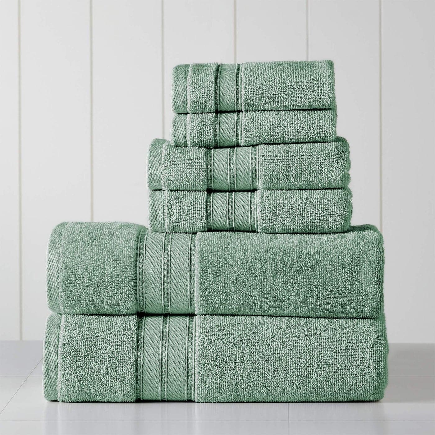 Modern Threads Spun Loft 6Piece 100 Combed Cotton Towel Set Bath Towels Hand Towels Washcloths Super Absorbent Quick Dry 600 GSM Soft Plush Eucalyptus