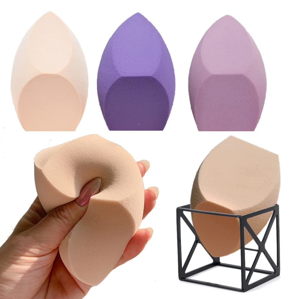 Makeup Sponge Blender Holder SOFT Beauty Makeup Blender Puff Foundation Face Sponges Set Applicator Beauty Blending Blenders with 1 Sponge Holder Concealer Sponge for Liquid Powder Sunscreen
