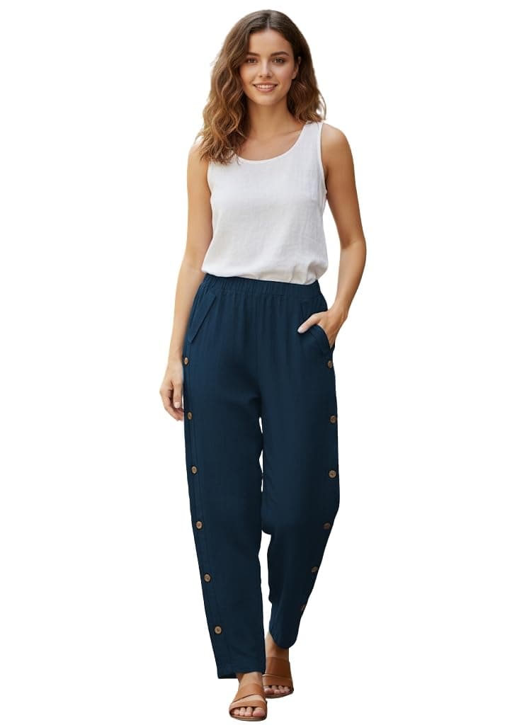 TOPLOT Women's Trousers | Loose Fit Design | Stylish Korean Style Look | Formal Pant for Women | Trendy Fashion Styling | Easy Movement | Excellent for Casual (5192_36_Turquoise)