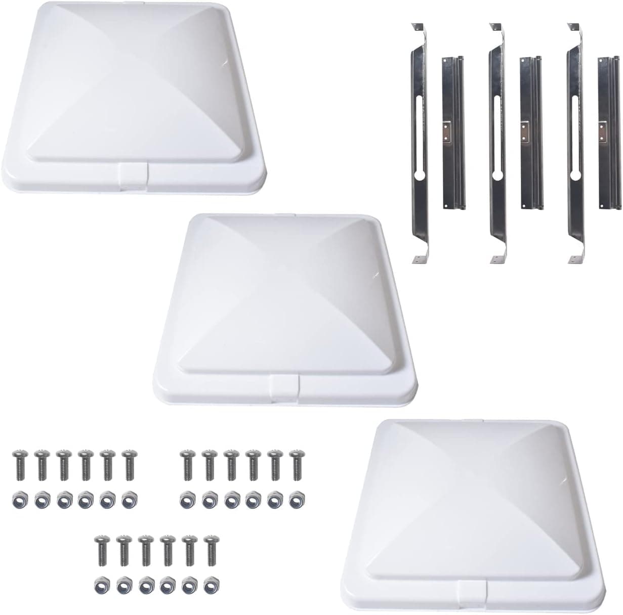 COEFEPIY 3 pcs 14" x 14" Universal RV, Trailer, Camper Roof Vent Cover Lid Replacement - White
