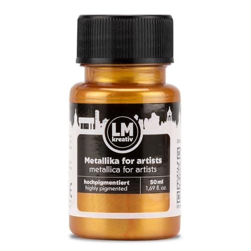 LM-Kreativ Metallic Acrylic Paint 1.69 fl oz - Brilliant Gold - Premium Metallic Paint for Artists and Crafters. High Coverage, Lightfast & Durable. Ideal for Canvas, Wood, Ceramic & More