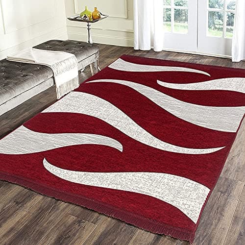 Sparrow World Designer Superfine Exclusive Velvet Carpet | Rug | Living Room | Bedroom | Hall | School | Temple | Bedside Runner | 5 Feet x 7 Feet | - (Maroon)