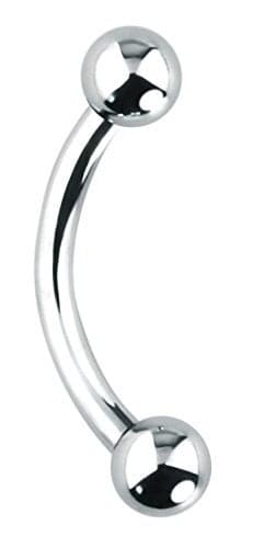 Forbidden Body Jewelry Curved Barbell Piercing Jewelry - 14GA Silver Eyebrow Piercing - Surgical Steel Snake Eye Frog Eyes Tongue Rings & Belly Rings for Women (10mm Bar, 4mm Balls)