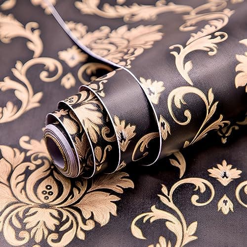 HOMEMATES Self-Adhesive Wallpaper Waterproof Old Furniture Vinyl Stickers Wooden Door Wardrobe Desktop PVC Wall Papers 45 X 304 CM (Royal Black)