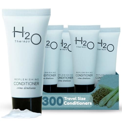 Travel Size Hotel Conditioner 300 Count 0.85 oz Bottles Guest Amenities for Hotels Vacation Rentals and Short Term Rentals Paraben Free Green Tea Scent Infused with Aloe and Olive Oil by H2O Therapy)