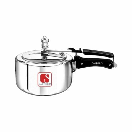 Salford Pressure Cooker Inner Lid 1 Litre | Aluminium Mini Cookers Manual Kitchen Must-Have Cookware Pots & Pans | ISI Certified | Fast & Safe Healthy Cooking | Induction & Gas Stove Compatible