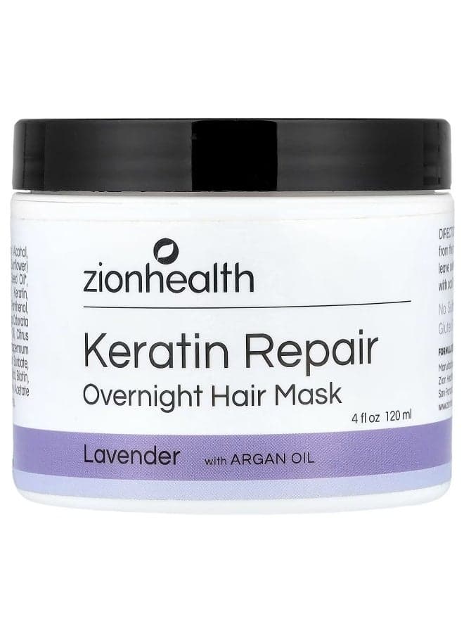Zion Health, Keratin Repair Overnight Hair Mask, Lavender, 4 fl oz (120 ml)