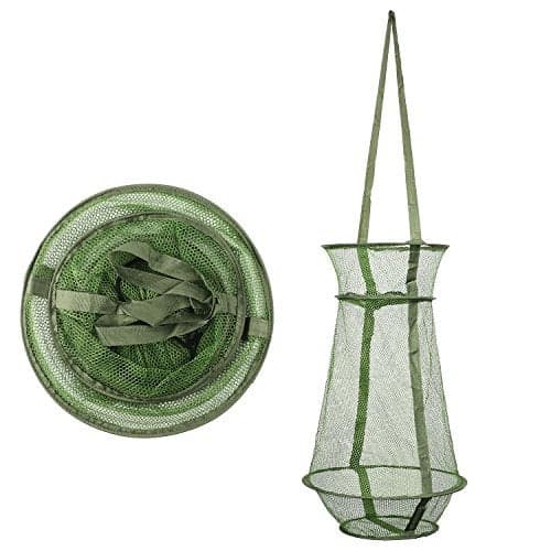 Mouhike Fishing Net Mesh Fish Trap Collapsible Fish Cage/Fishing Keep Net/Fishing Basket for Keeping Lures Crayfish Crab Fishes Smelt Minnows Shrimps Lobsters, Foldable Nylon Green Fishing Net