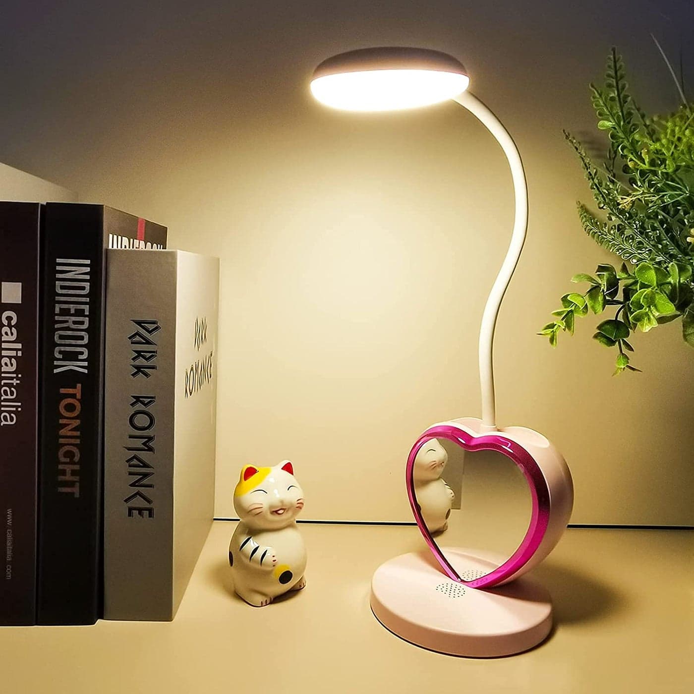 Kresal Rechargeable LED Desk Lamp with USB Charging Port Pen Holder Eye Caring Dimmable Table Lamp with 2 Color Modes Multifunctional Small Desk Light 360Flexible for Kids Girls Teens