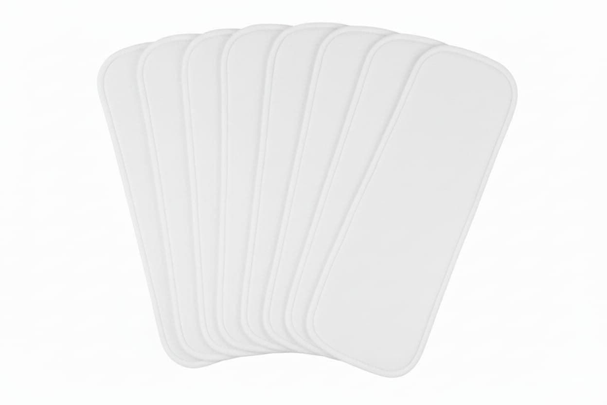 Kritiu 4-Layer Booster Pads for Cloth Diaper | High Absorbent 4 Layer Washable and Reusable | Wet Free Booster Inserts | The Ultimate Baby Cloth Diaper Soaker Inserts (White Pack Of 8)