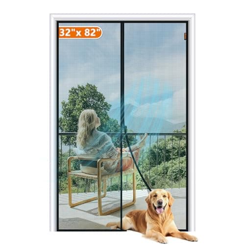 MAGZO Magnetic Screen Door Fit Door Size 32 x 82 Inch, Screen Size 34" x 83" Strong Magnets Door Mesh, Reinforced Fiberglass Door Net for Patio Door, Gray