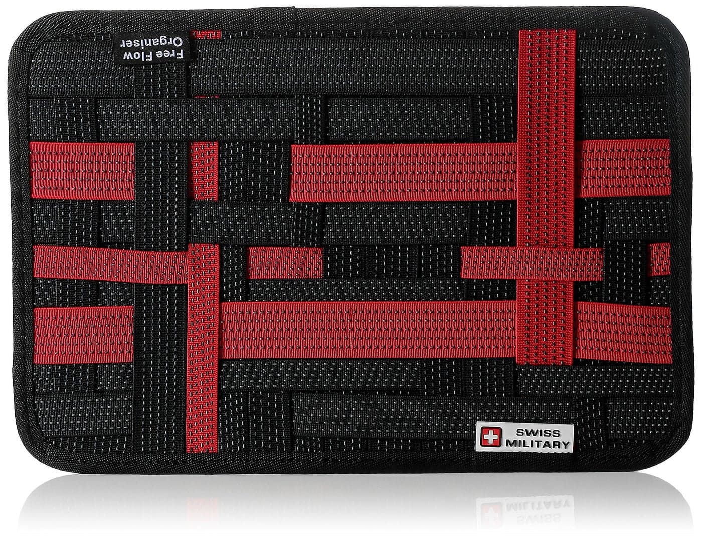 Swiss Military Bag Organizer for Bag, Multiple Storage Compartments | Cable Organizer, Travel Free Flow Organizer for Cosmetics, Cables, Document | Nylon Elastic Bands