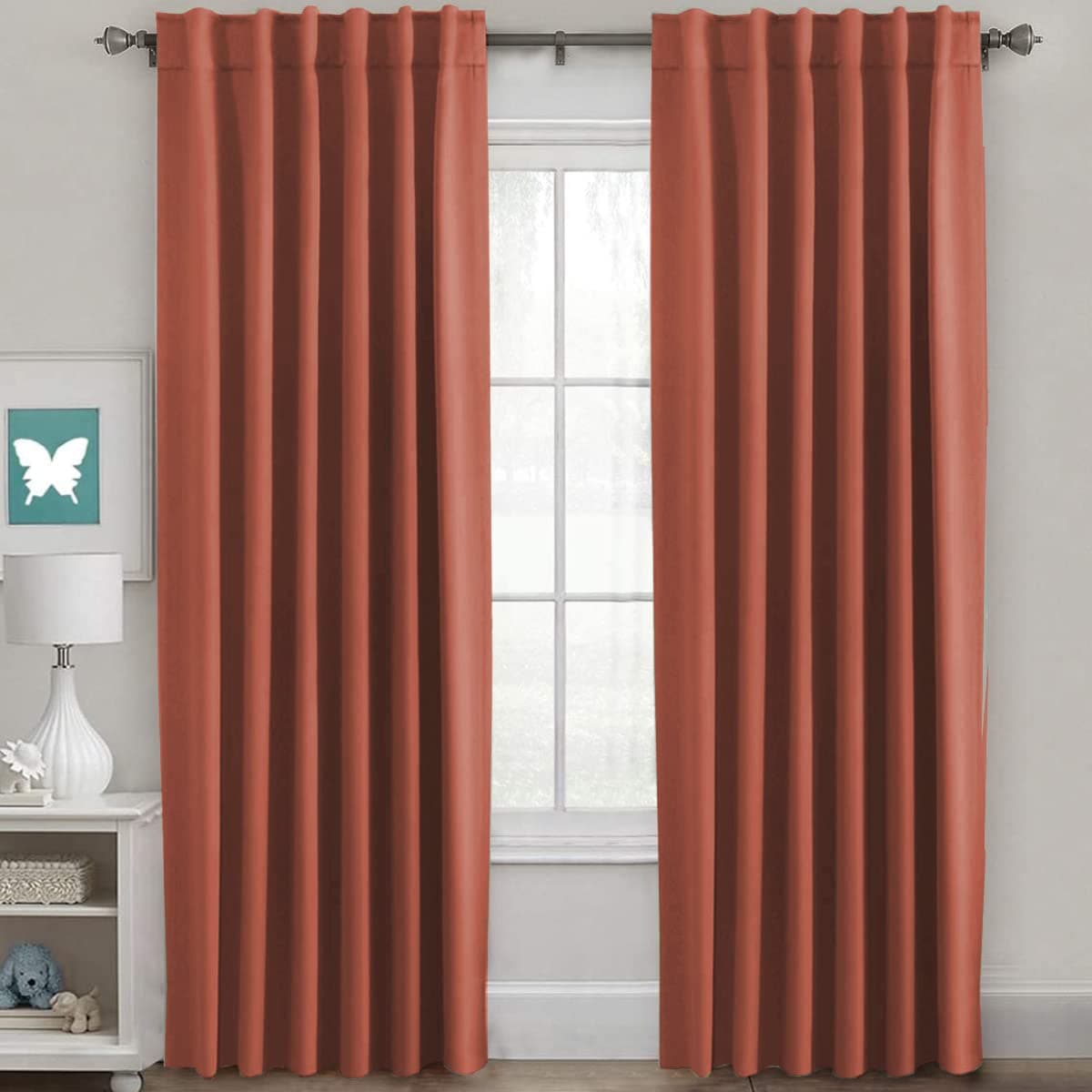 HVERSAILTEX Blackout Curtains Thermal Insulated Window Treatment Panels Room Darkening Blackout Drapes for Living Room Back TabRod Pocket Bedroom Draperies 52 x 96 Inch Orange 2 Panels
