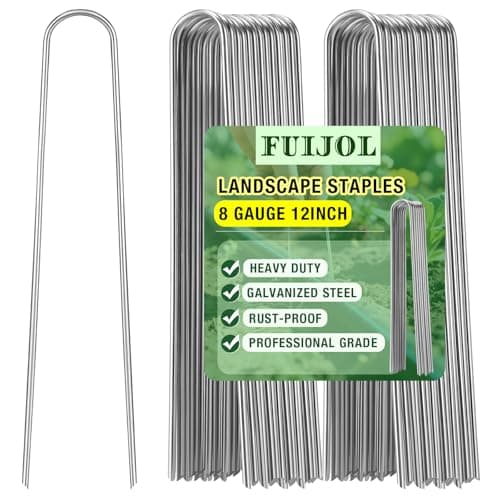 8 Gauge Landscape Staples FUIJOL 12 Inch 15 25 50 100 Pack Heavy Duty UShaped Landscape Stakes Galvanized Garden Staples for Weed Barrier Stakes Ground Cover Irrigation Tubing Fence 2512 Inch