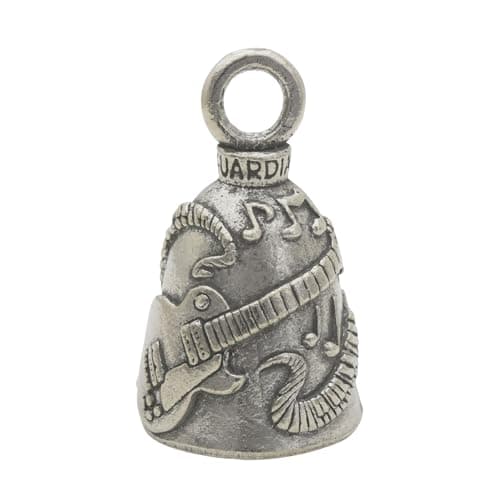 Guardian Bell Guitar Good Luck Bell w/Keyring & Black Velvet Gift Bag | Motorcycle Bell | Lead-Free Pewter | Good Luck Gift to Friends & Family | Bike Bell | Made in USA