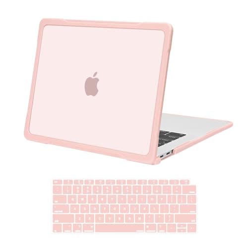 MOSISO Compatible with MacBook Air 13 inch Case 2022 2021 2020 2019 2018 A2337 M1 A2179 A1932, Soft TPU Bumper Anti-Fingerprint Plastic Hard Case&Keyboard Cover for MacBook Air 13.3, Pink