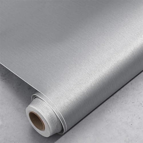 SUNBIRD Self-Adhesive Wallpaper for Walls in Rolls for Kitchen Silver Grey Oil-Proof Table Decorative Vinyls for Walls Wall Stickers Size (24 X 48 Inch)