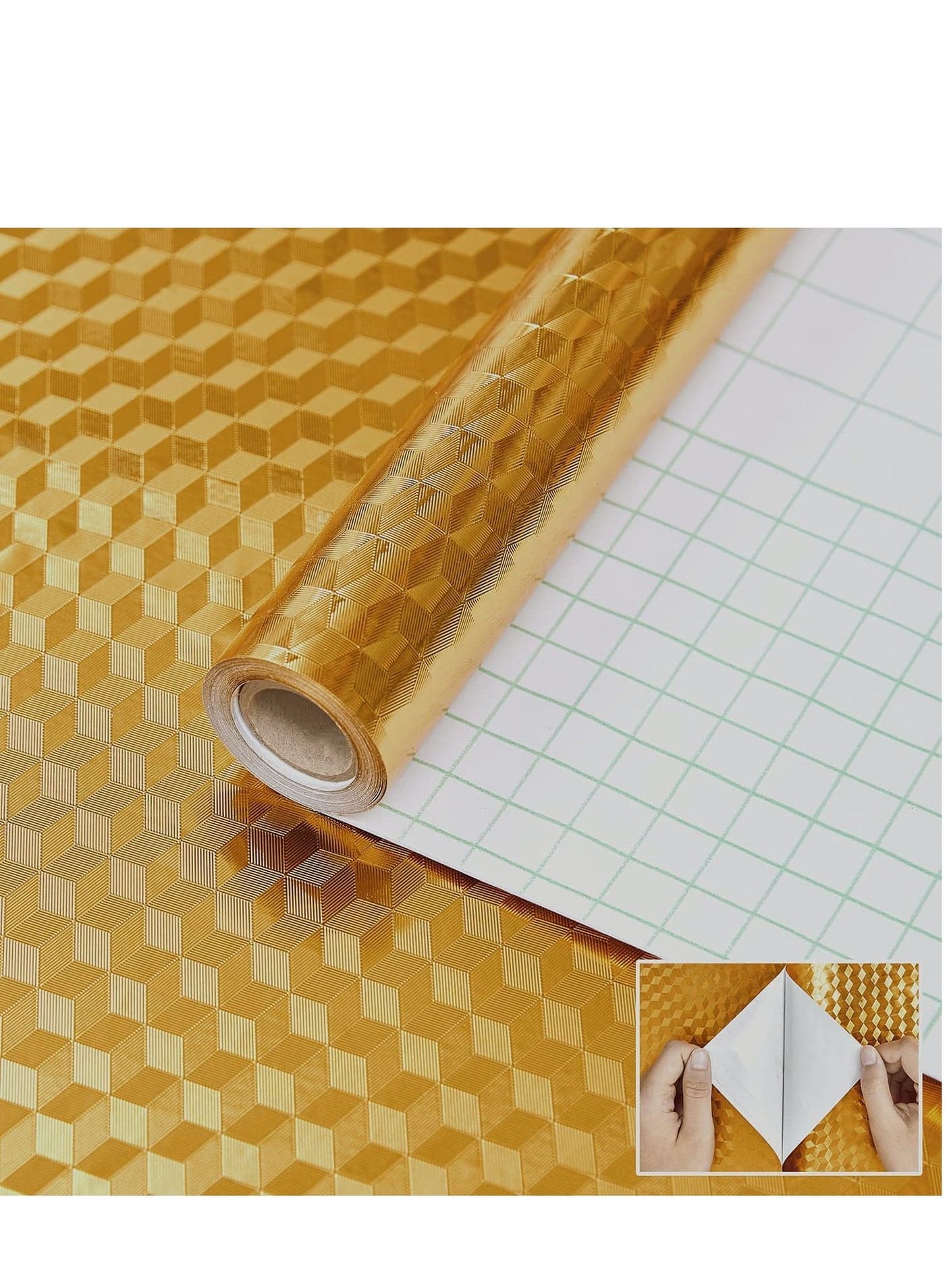 Backsplash Wallpaper Peel and Stick Aluminum Foil Contact Paper Self Adhesive Oil-Proof Heat Resistant Wall Sticker for Countertop Drawer Liner Shelf Liner