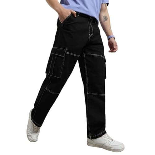 NOBERO Men Solid Straight Fit Cargo Pants
