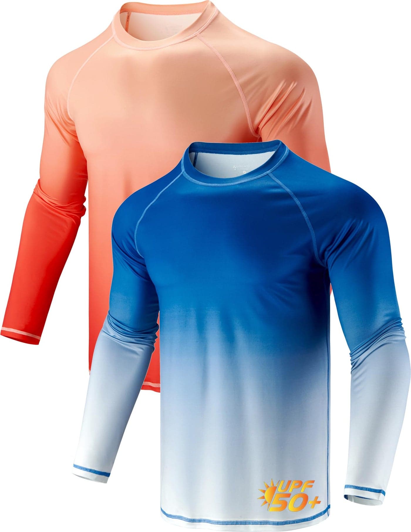 2 Pack Men’s Rash Guard Long Sleeve Swim Shirts UPF 50+ Sun Protection – Quick Dry Lightweight UV Fishing Surf Shirt (Set 4, 3X-Large)