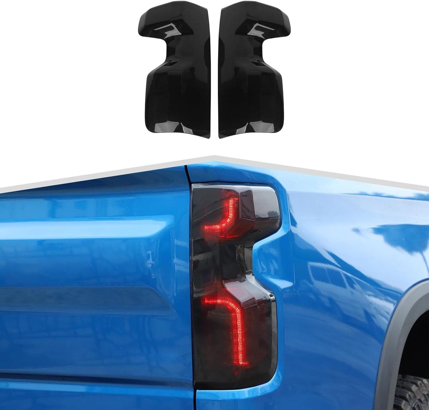 amayum Smoked Black Tail Light Lamp Cover Rear Light Trim for Chevrolet Silverado 2022-2025