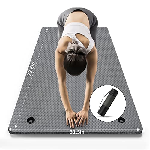 LFS Yoga Mat 72.8" x 31.5" x 2/5 inch Thick With Strap and Bag, Extra Wide Workout Mat for Women and Men, Non Slip Exercise Mat for Home Outdoor Yoga, Pilates, Stretching, Floor & Fitness Workouts
