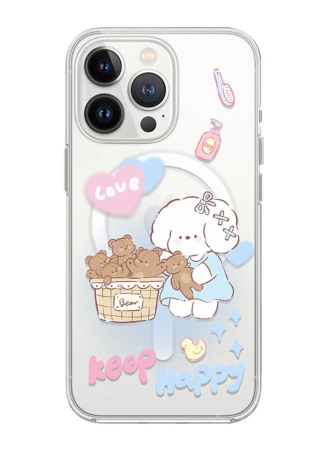 Magnetic Case for iPhone 15 Pro Max, Cute Bear Cartoon Pattern Phone Case,Slim Case Compatible with iPhone 15 Pro Max, TPU material Anti-Scratch Shockproof Protective Phone Fashion Cover Women Girls