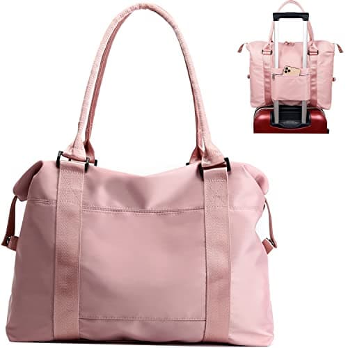 Women Tote Bag Travel Duffel Bag Carry On Luggage Bag Sports Gym Bag Pink