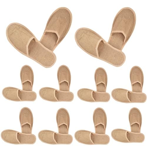 Sassyvilla Reusable Jute Slippers Non Slip Closed-Toe Style Soft Washable Unisex Disposable Slippers Footwear For Home Guest Hotel Travelling House Spa Salon (5 pairs)