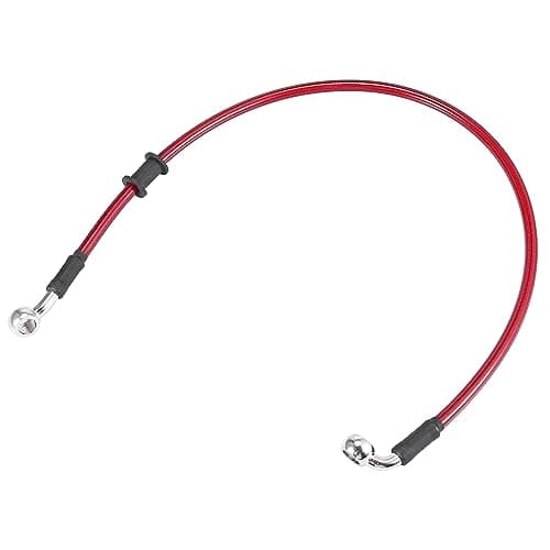 Motoforti Universal 60cm 23.62" Motorcycle Brake Clutch Oil Hose Line Pipe Hydraulic Reinforced Stainless Steel Braided Red