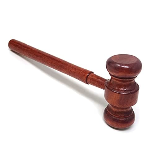 Honbay 1PCS Wooden Judge Hammer Judge Gavel Costume Accessory Justice Costume Accessories Props Wooden Courtroom Gavel for Halloween Cosplay Party