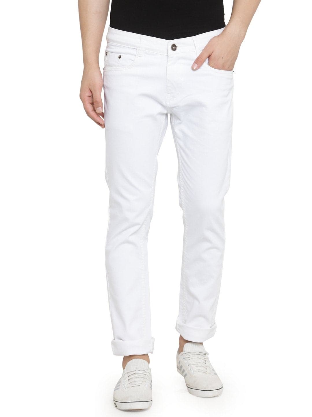 Ben Martin Men's Regular Fit Stretchable 28 Size White Cotton Denim Jeans Pant for Men, JJ3-1
