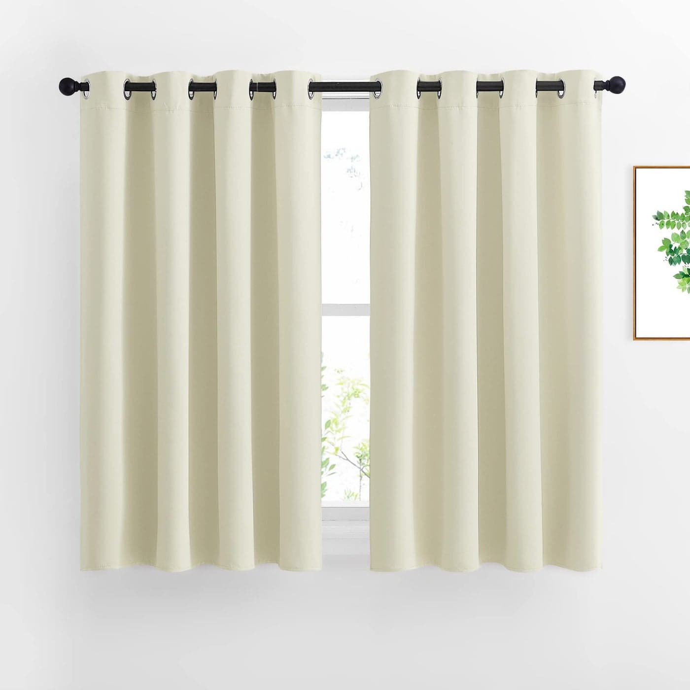 NICETOWN Half Window Curtains for Bedroom Silver Grommet Modern Thermal Insulated Home Decor Window Coverings for NurseryFlat Beige W52 x L54 Set of 2