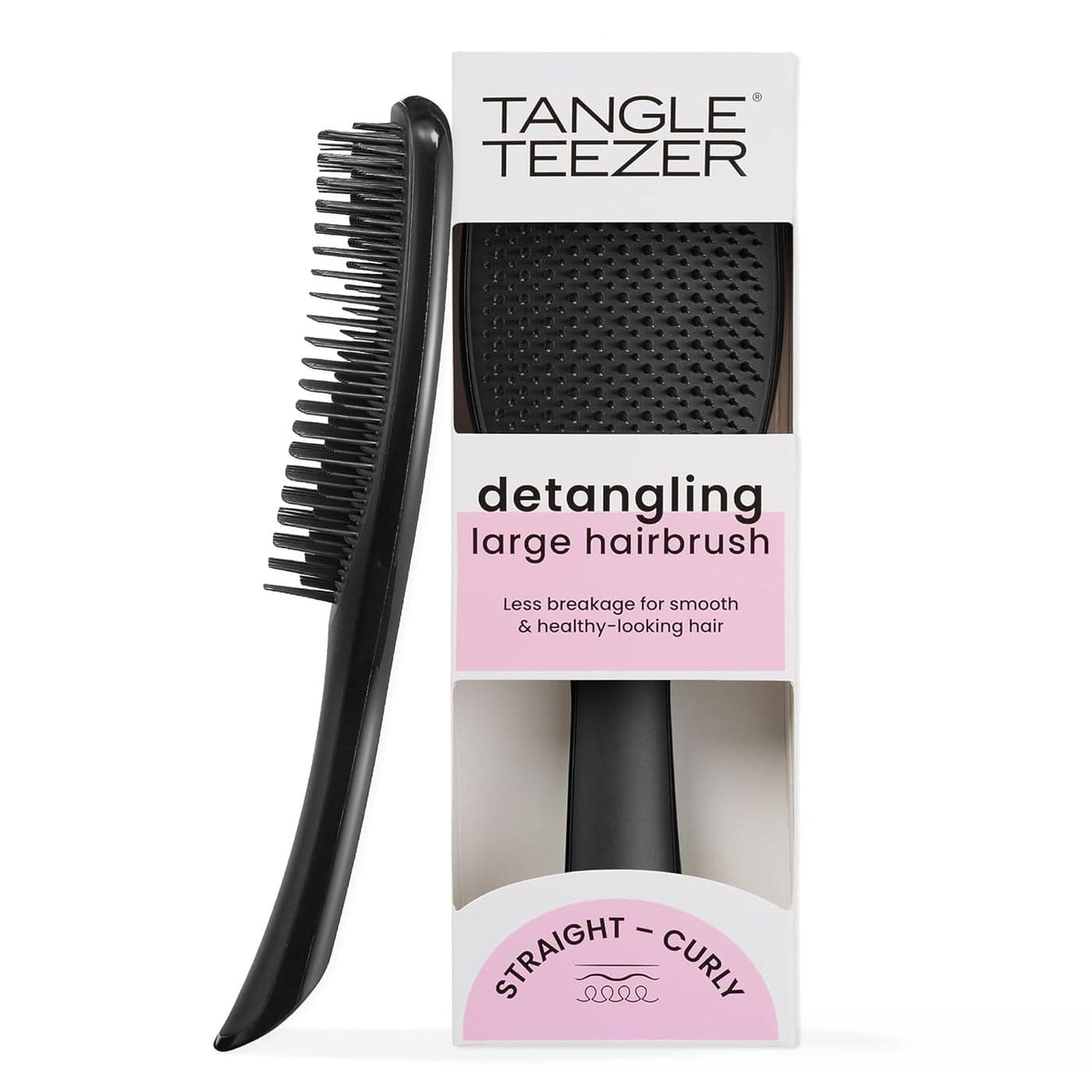 Tangle Teezer Large Ultimate Detangler Hairbrush for Wet Dry Hair Eliminates Knots Reduces Breakage for Long Thick Curly Hair Types Black Gloss