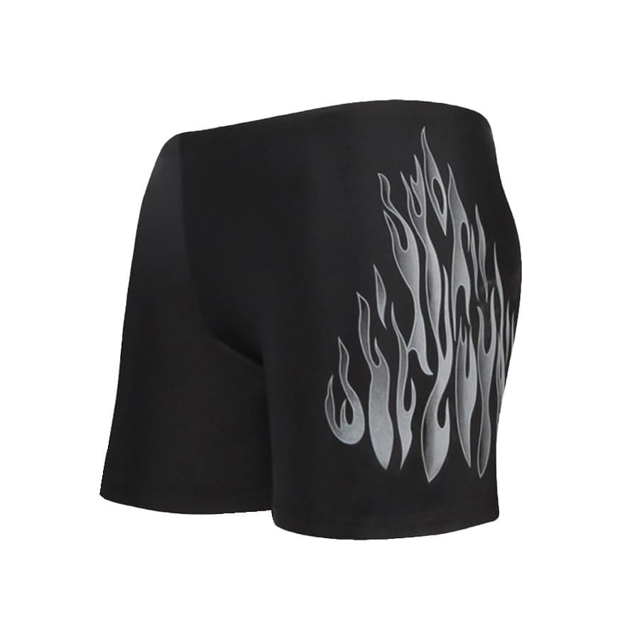 Cockatoo AM111-Flame Print Light Weight Dry Fit Active Wear Men,Sport Shorts for Men,Black,M-L