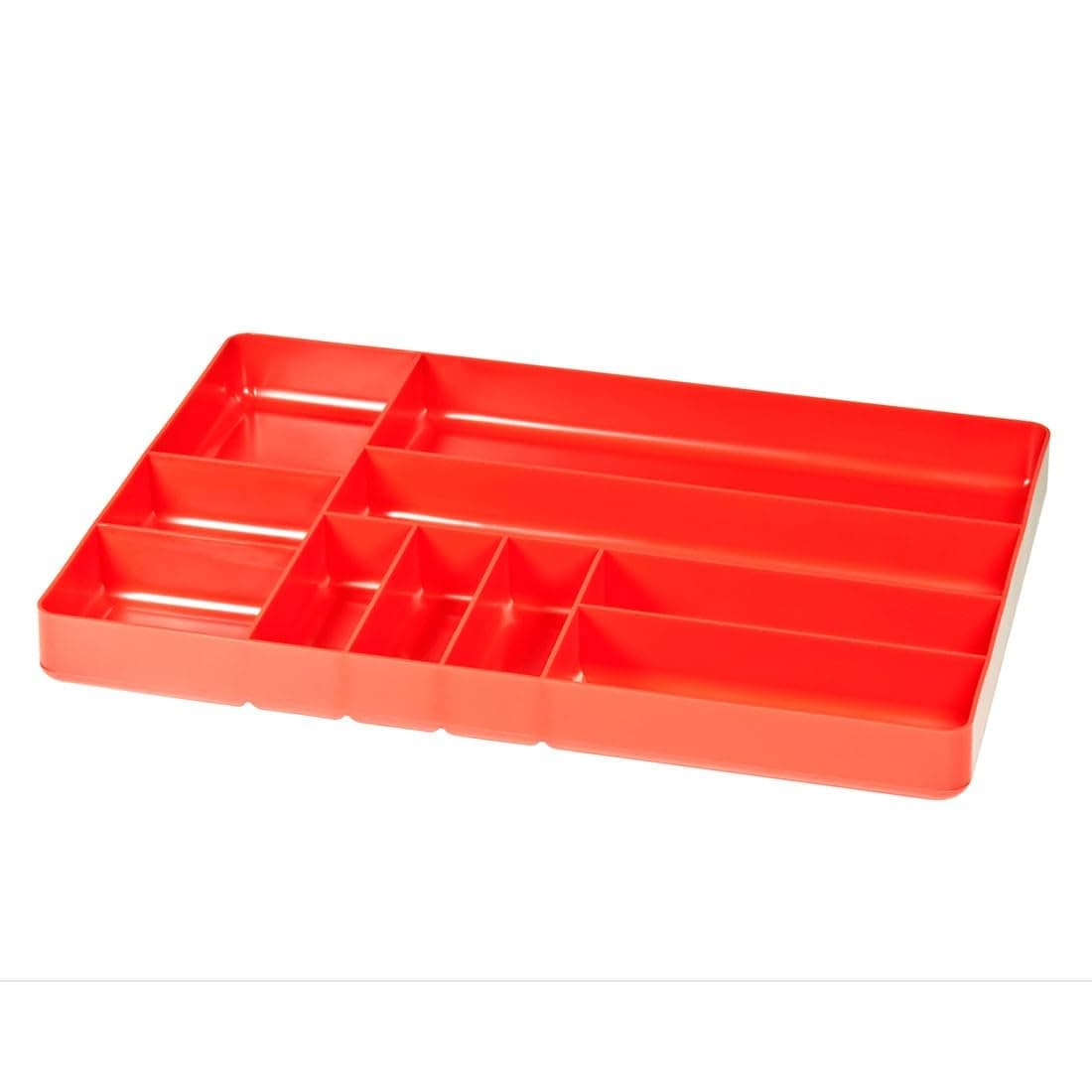Ernst Manufacturing 10 Compartment Drawer Organizer Heavy Duty Stackable Tray for Automotive Garage Tool Organization LowProfile Toolbox Storage Nuts and Bolts Tools Parts Easy to Clean Red