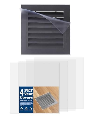 4 Pack PET Vent Covers with Nano Adhesive, 12" X 12" for Floor, Wall, Ceiling Vents and Air Registers, for RV, Home, Office AC Vents, Non-Magnetic, Fits on Plastic, Wood, Iron, Aluminum Vent Covers