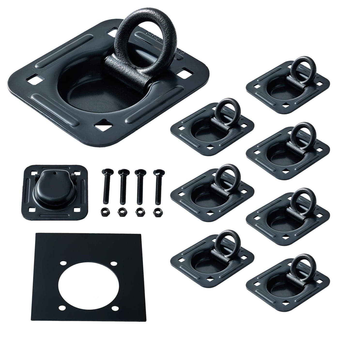 Lonffery 8 Pack Recessed DRing Tie Down Anchors 6000 lb Capacity Heavy Duty Kit for Trailer or Deliveries Black