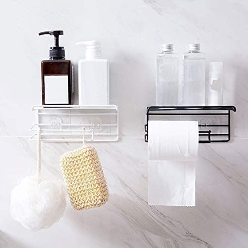 Swami Enterprise Bathroom Metal Wall Mounted Toilet Paper TissueTowel Holder with Mobile Phone Storage Shelf 185 x 145 x 105 cm Black