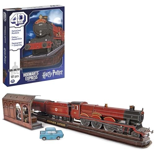 4D Build Harry Potter Hogwarts Express 3D Model Kit Harry Potter Collectibles Desk Decor Adult Puzzle Building Toys 181 Pieces 3D Puzzles Gift Ideas for Ages 12 Up