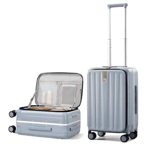 Hanke 20 Inch Carry On Suitcase PC Hardshell Luggage Top Open Aluminum Frame Rolling Suitcases with Wheels Travel Luggage for Woman Men Gifts.(Grey)